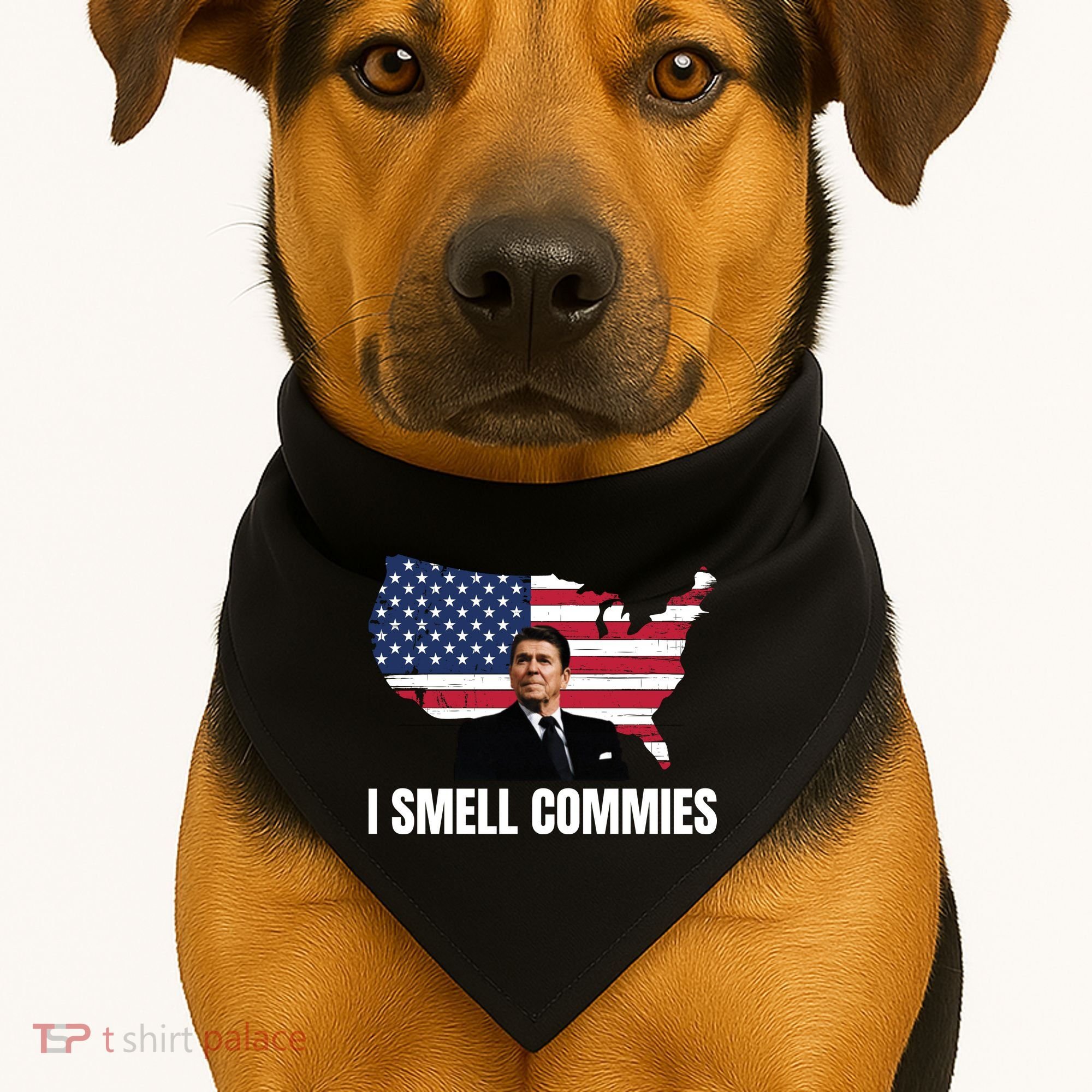 I Smell Commies, Ronald Reagan, Political Humor, President Reagan USA-Made Doggie Bandana