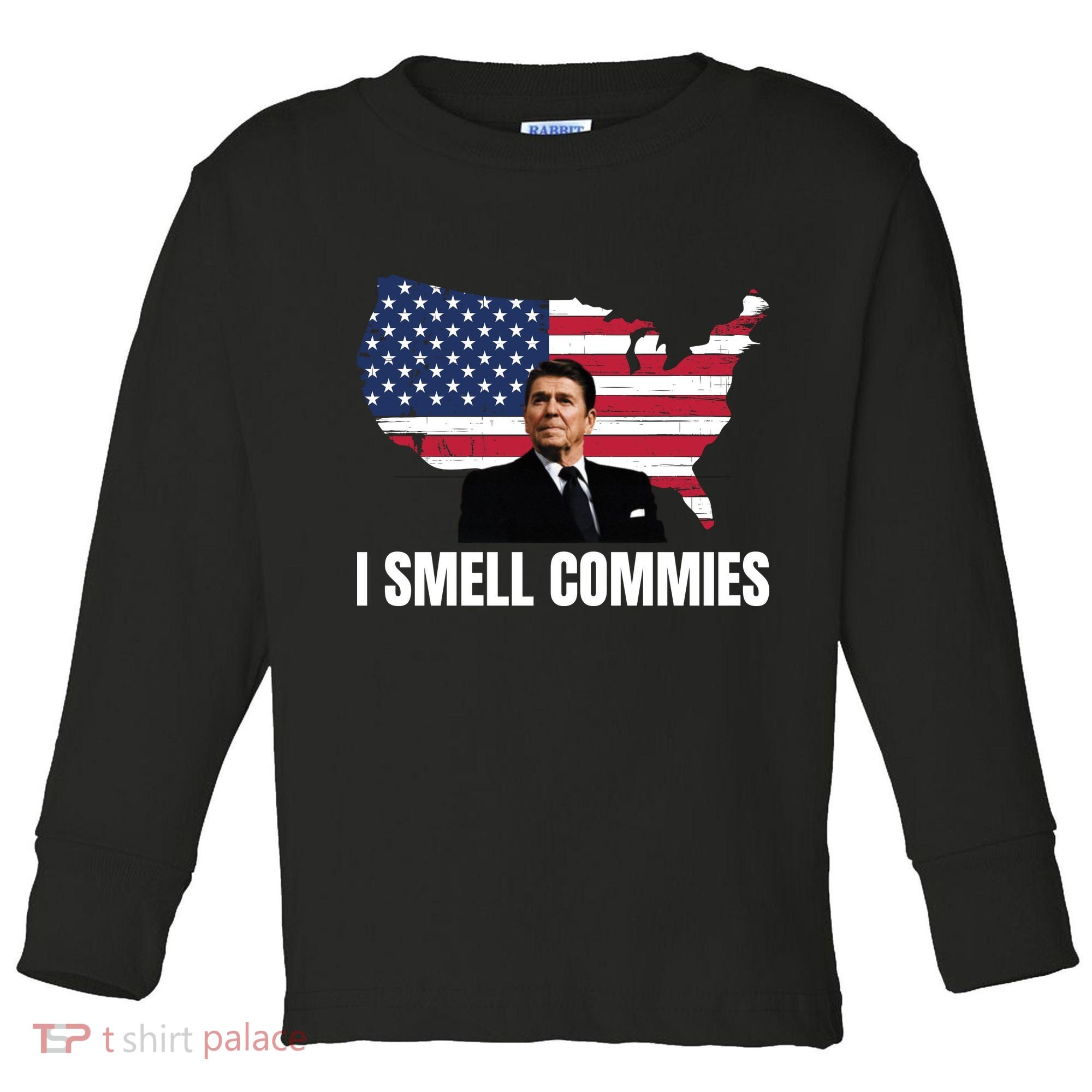 I Smell Commies, Ronald Reagan, Political Humor, President Reagan Toddler Long Sleeve Shirt