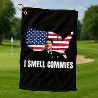 I Smell Commies, Ronald Reagan, Political Humor, President Reagan Golf Towel thumb 1