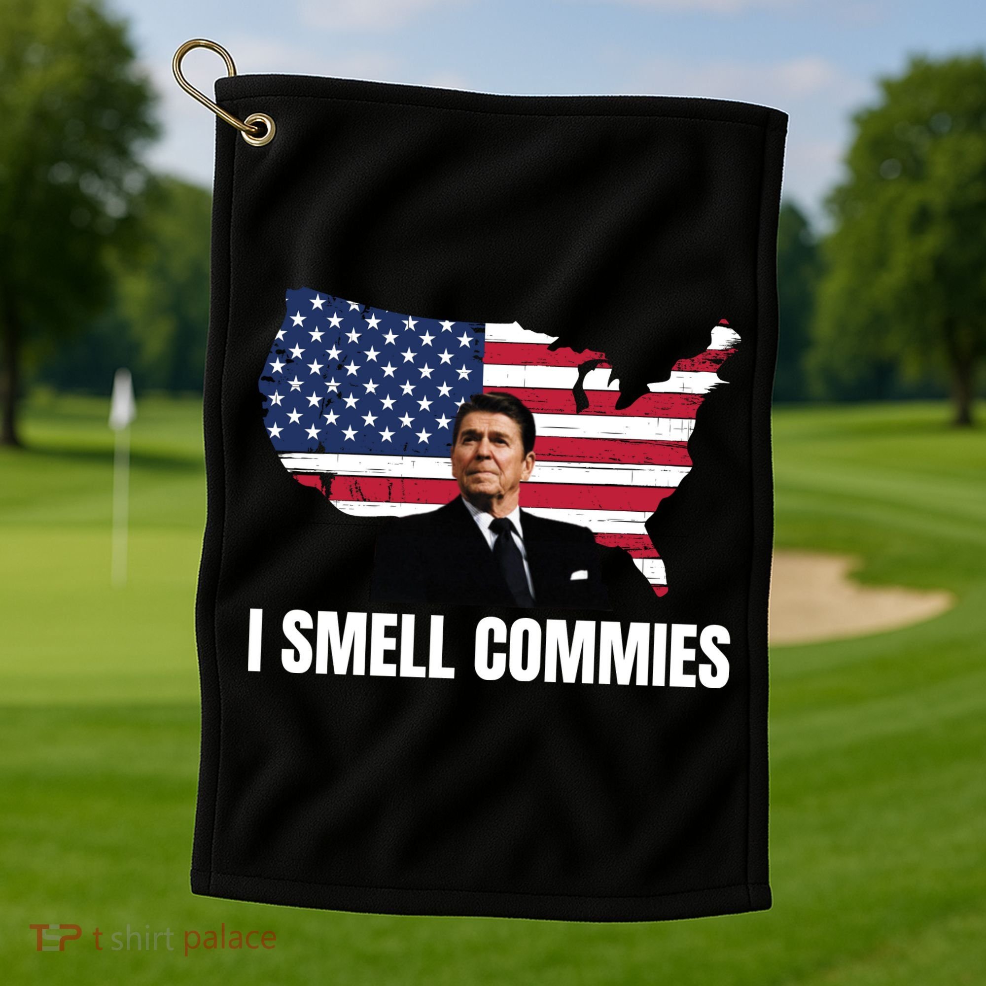 I Smell Commies, Ronald Reagan, Political Humor, President Reagan Golf Towel
