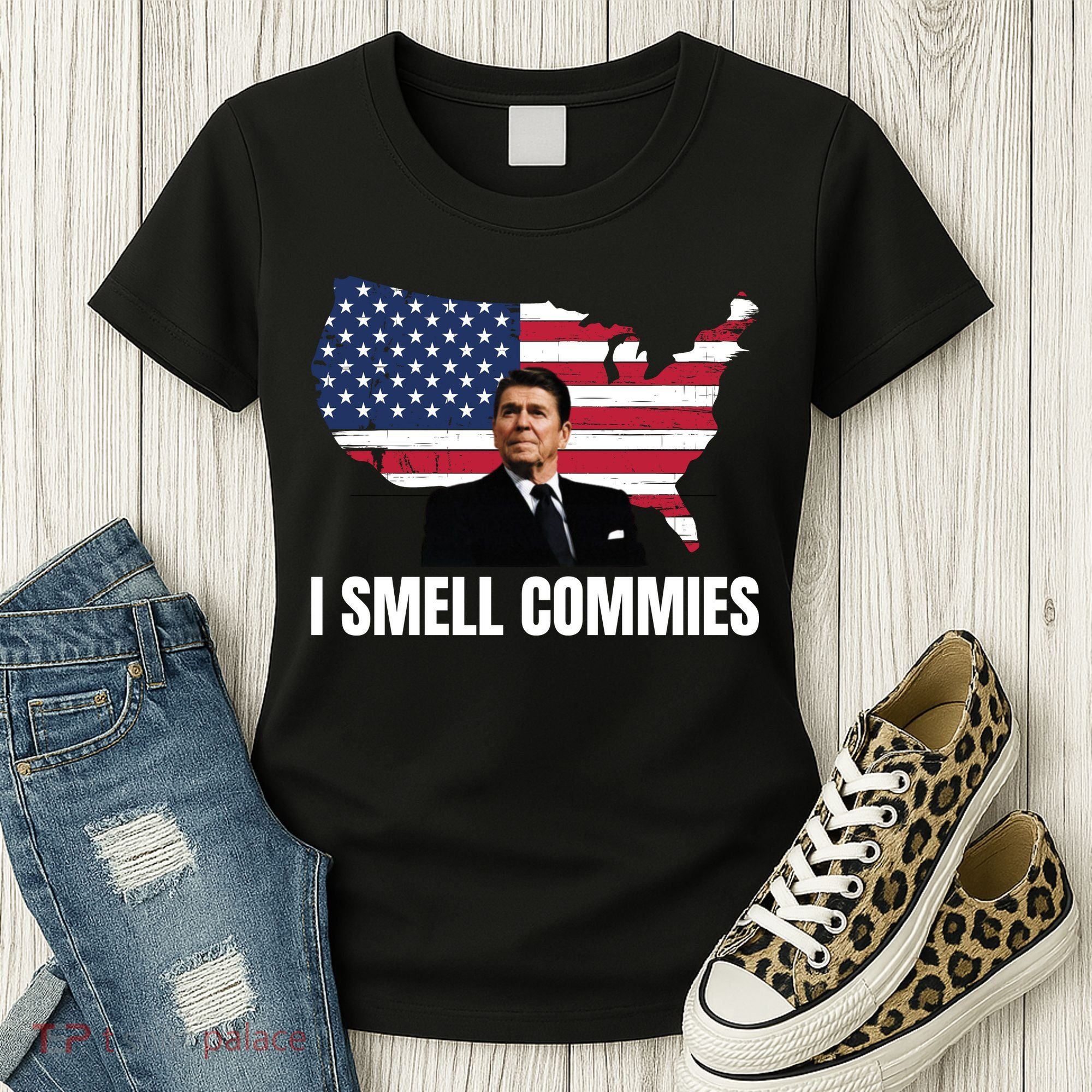 I Smell Commies, Ronald Reagan, Political Humor, President Reagan Women's T-Shirt