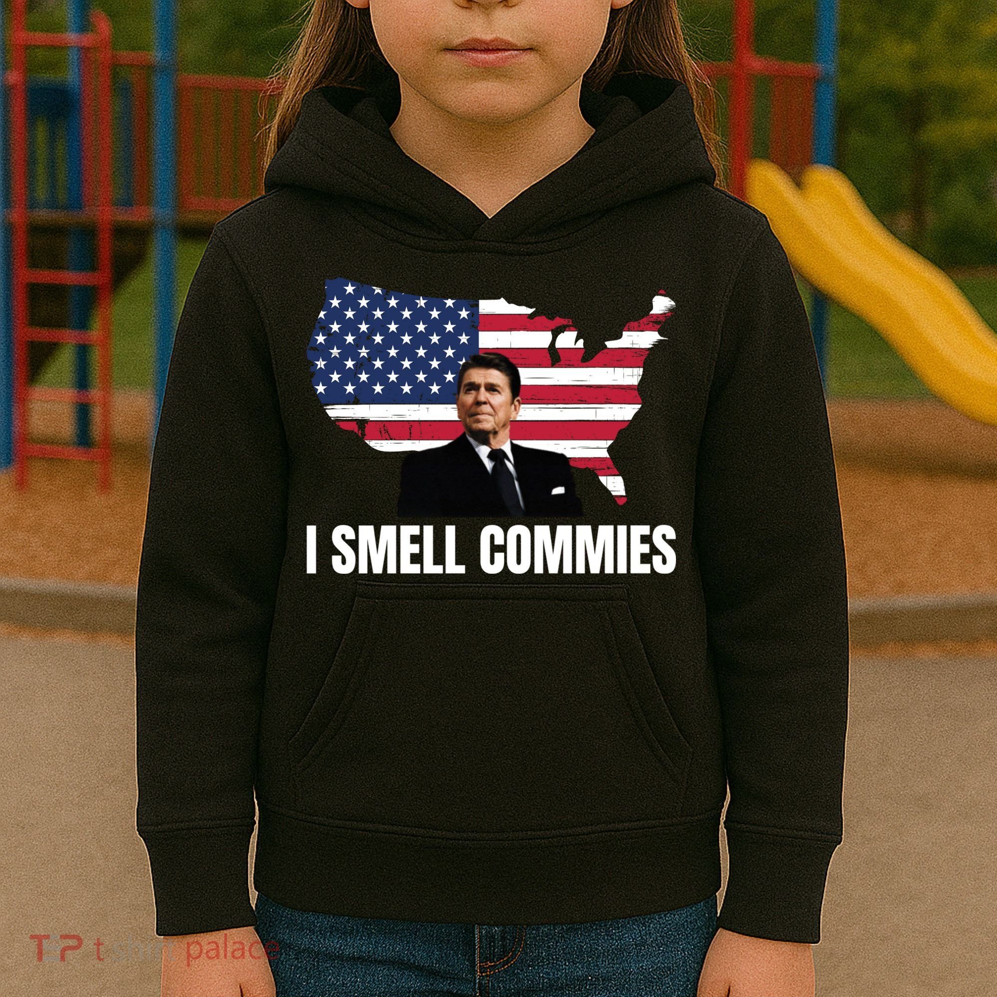 I Smell Commies, Ronald Reagan, Political Humor, President Reagan Kids Hoodie