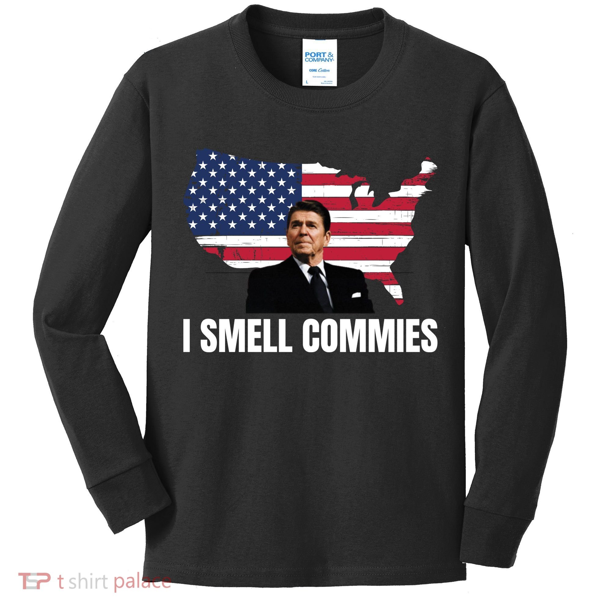 I Smell Commies, Ronald Reagan, Political Humor, President Reagan Kids Long Sleeve Shirt