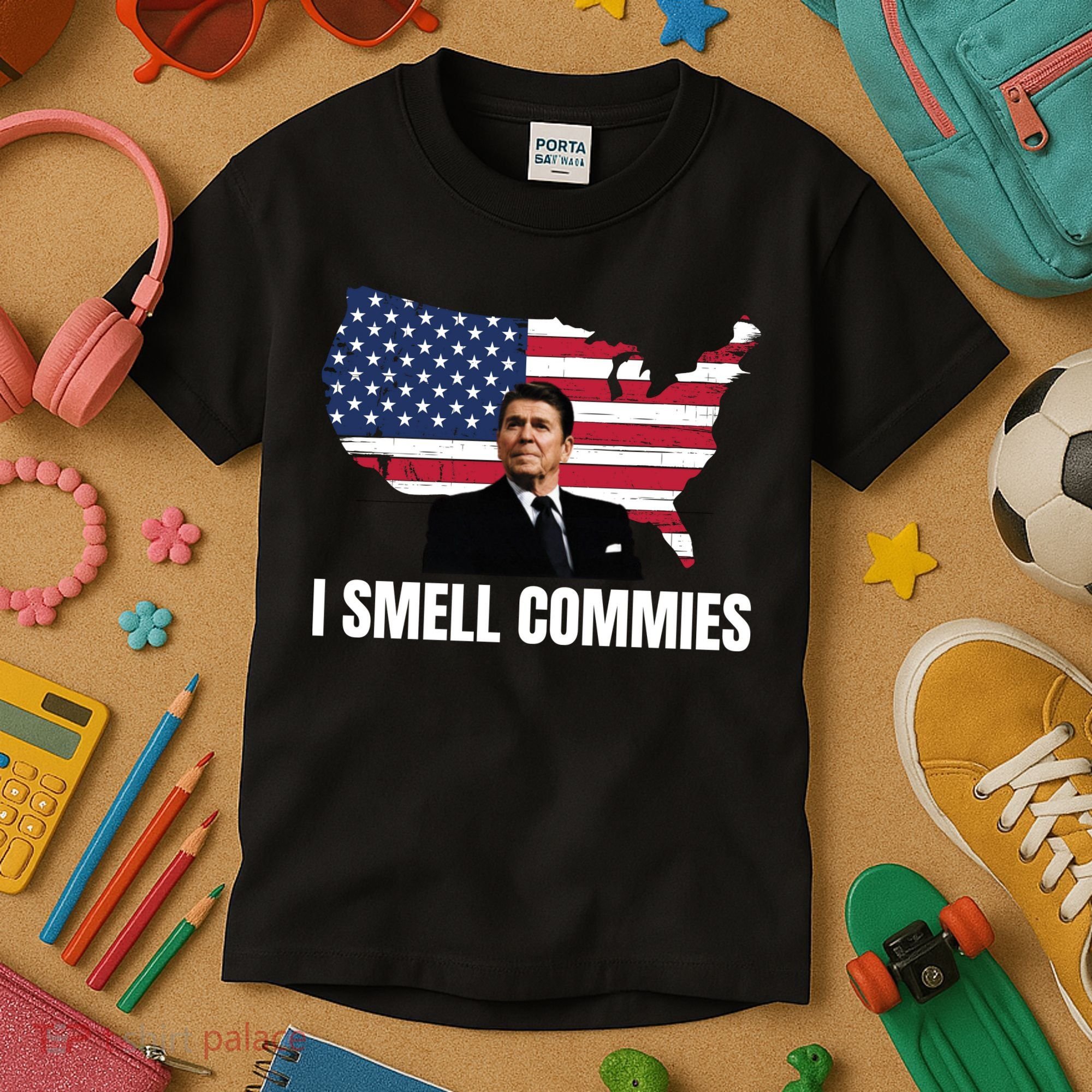 I Smell Commies, Ronald Reagan, Political Humor, President Reagan Kids T-Shirt