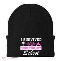 I Survived Cosmetology School Graduation Cosmetology Student Cosmetologist Beanie thumb 0