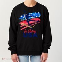 Ice Skating Dance Gift Support The Team Gift Funny Usa Flag Gift Women's Sweatshirt thumb 0