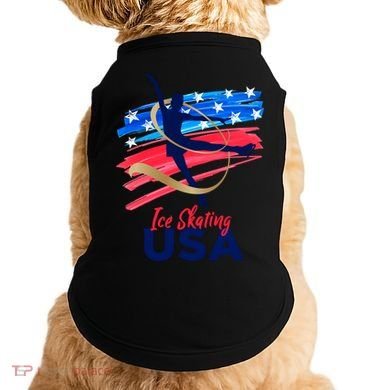 Ice Skating Dance Gift Support The Team Gift Funny Usa Flag Gift Doggie Tank