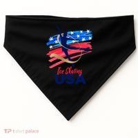 Ice Skating Dance Gift Support The Team Gift Funny Usa Flag Gift USA-Made Doggie Bandana thumb 0