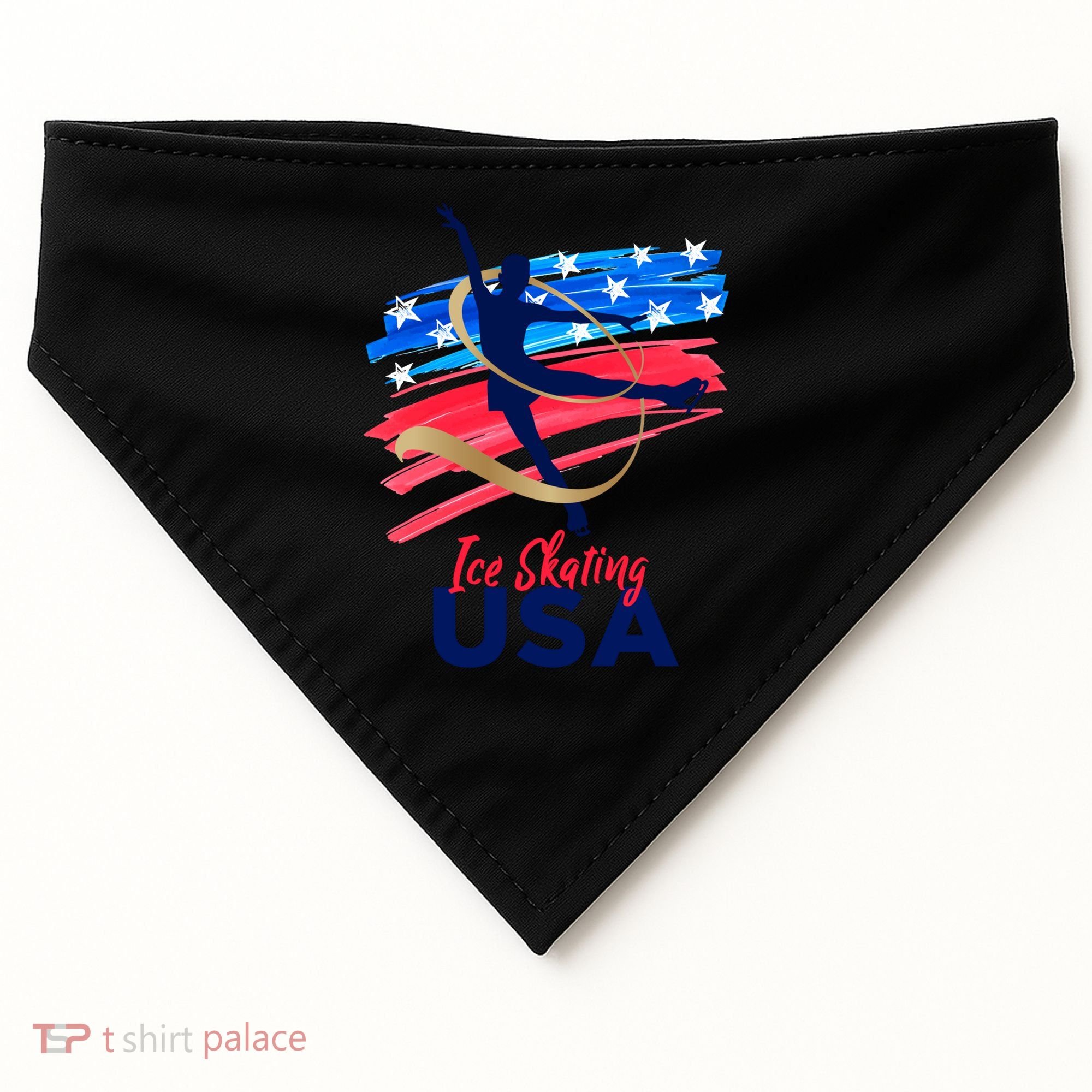 Ice Skating Dance Gift Support The Team Gift Funny Usa Flag Gift USA-Made Doggie Bandana