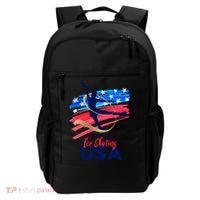 Ice Skating Dance Gift Support The Team Gift Funny Usa Flag Gift Backpack thumb 0