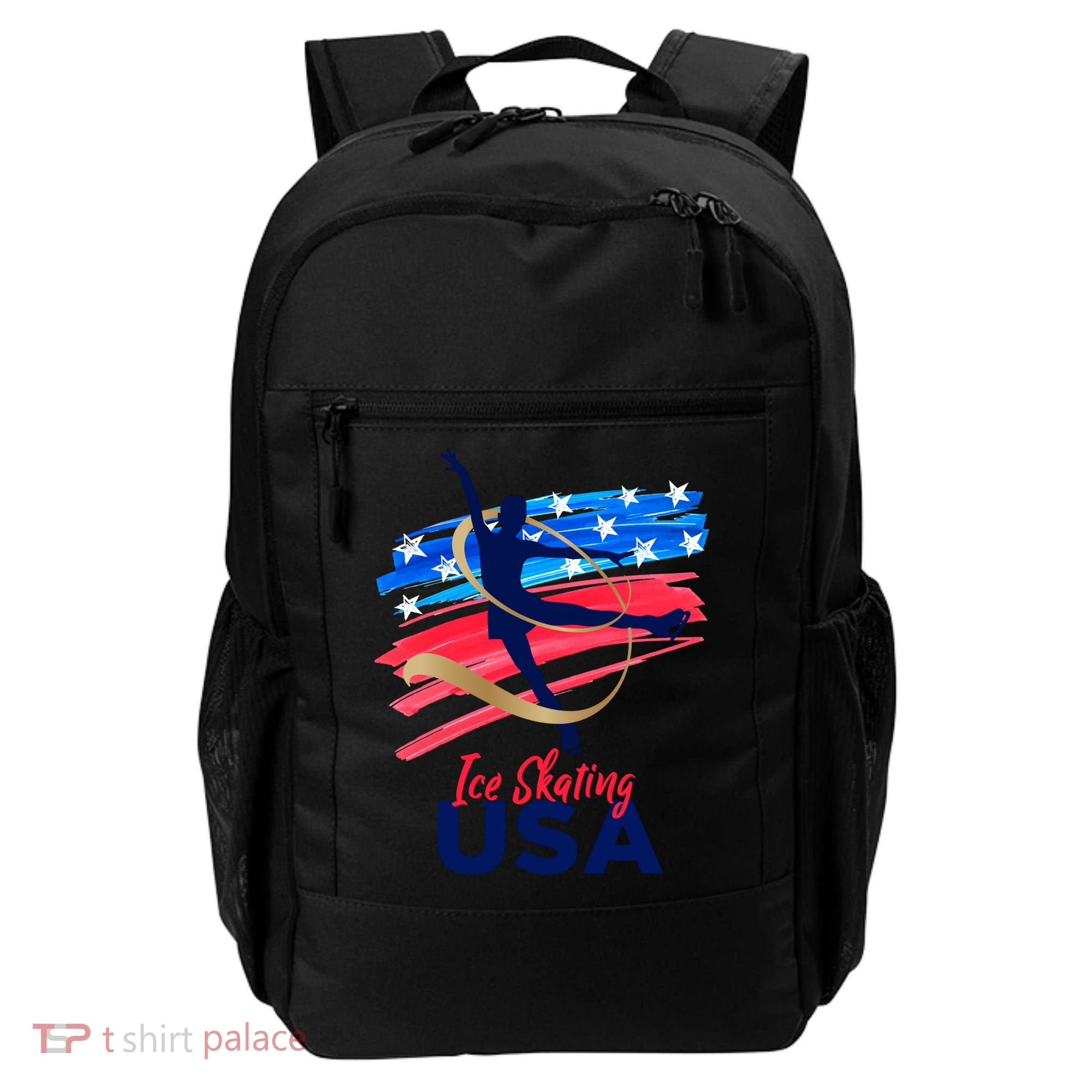 Ice Skating Dance Gift Support The Team Gift Funny Usa Flag Gift Backpack