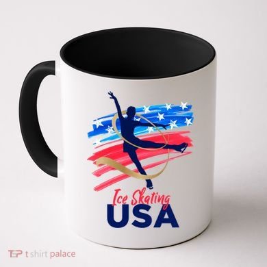 Ice Skating Dance Gift Support The Team Gift Funny Usa Flag Gift Coffee Mug