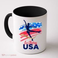 Ice Skating Dance Gift Support The Team Gift Funny Usa Flag Gift Coffee Mug thumb 0