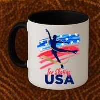 Ice Skating Dance Gift Support The Team Gift Funny Usa Flag Gift Coffee Mug thumb 2
