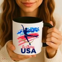 Ice Skating Dance Gift Support The Team Gift Funny Usa Flag Gift Coffee Mug thumb 3