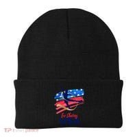 Ice Skating Dance Gift Support The Team Gift Funny Usa Flag Gift Beanie thumb 0