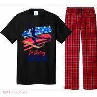 Ice Skating Dance Gift Support The Team Gift Funny Usa Flag Gift Pajama Set thumb 0