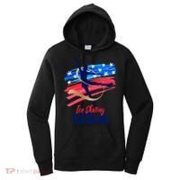 Ice Skating Dance Gift Support The Team Gift Funny Usa Flag Gift Women's Hoodie thumb 0