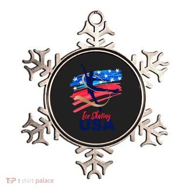Ice Skating Dance Gift Support The Team Gift Funny Usa Flag Gift Ornament