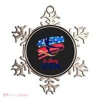 Ice Skating Dance Gift Support The Team Gift Funny Usa Flag Gift Ornament thumb 0