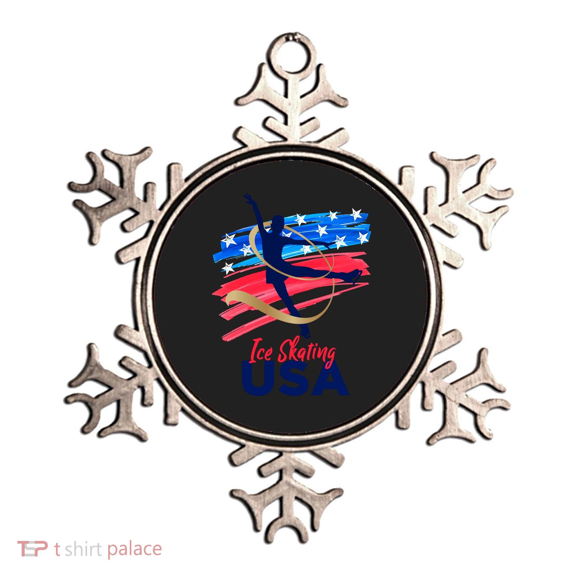 Ice Skating Dance Gift Support The Team Gift Funny Usa Flag Gift Ornament