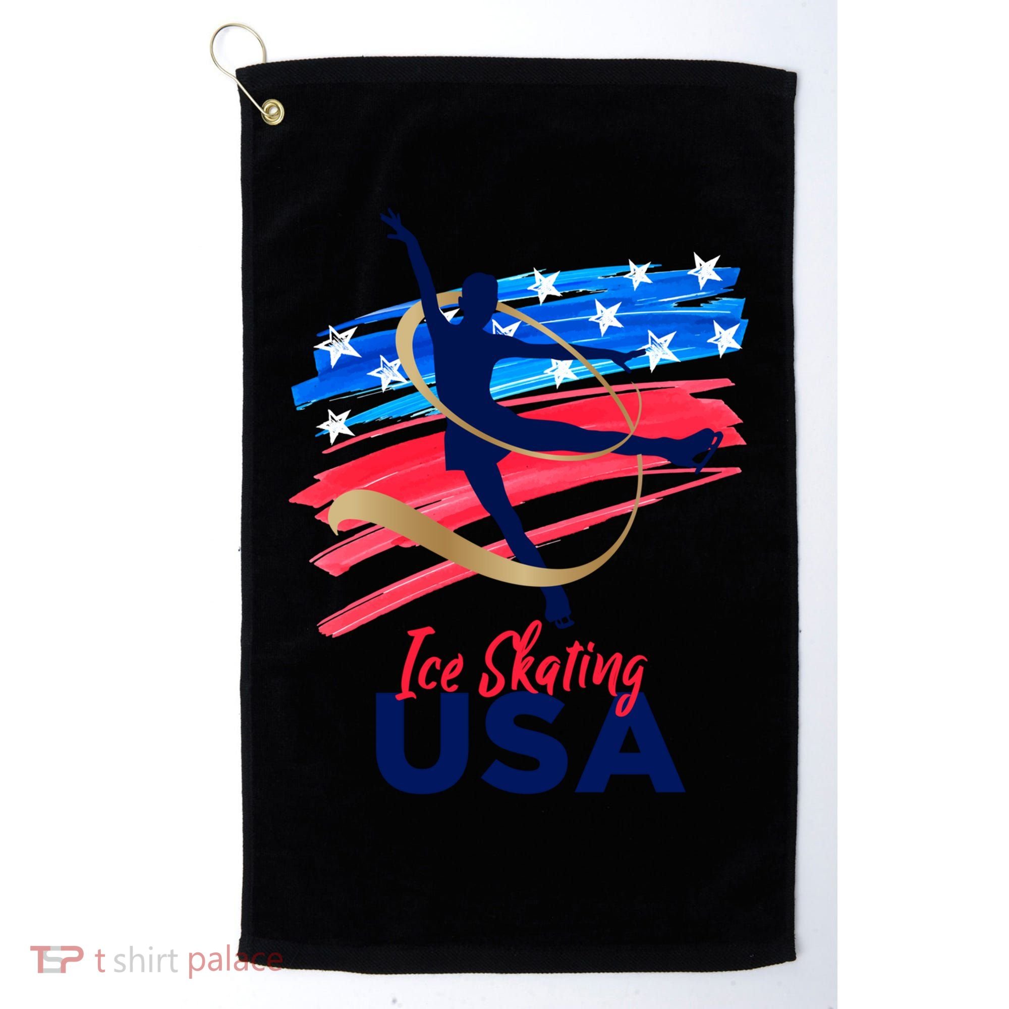 Ice Skating Dance Gift Support The Team Gift Funny Usa Flag Gift Golf Towel