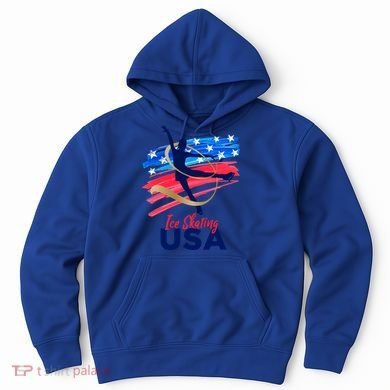 Ice Skating Dance Gift Support The Team Gift Funny Usa Flag Gift Hoodie