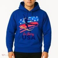 Ice Skating Dance Gift Support The Team Gift Funny Usa Flag Gift Hoodie thumb 2