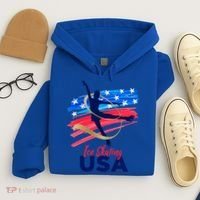 Ice Skating Dance Gift Support The Team Gift Funny Usa Flag Gift Hoodie thumb 4