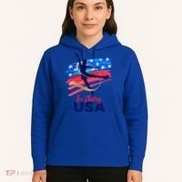 Ice Skating Dance Gift Support The Team Gift Funny Usa Flag Gift Hoodie thumb 5