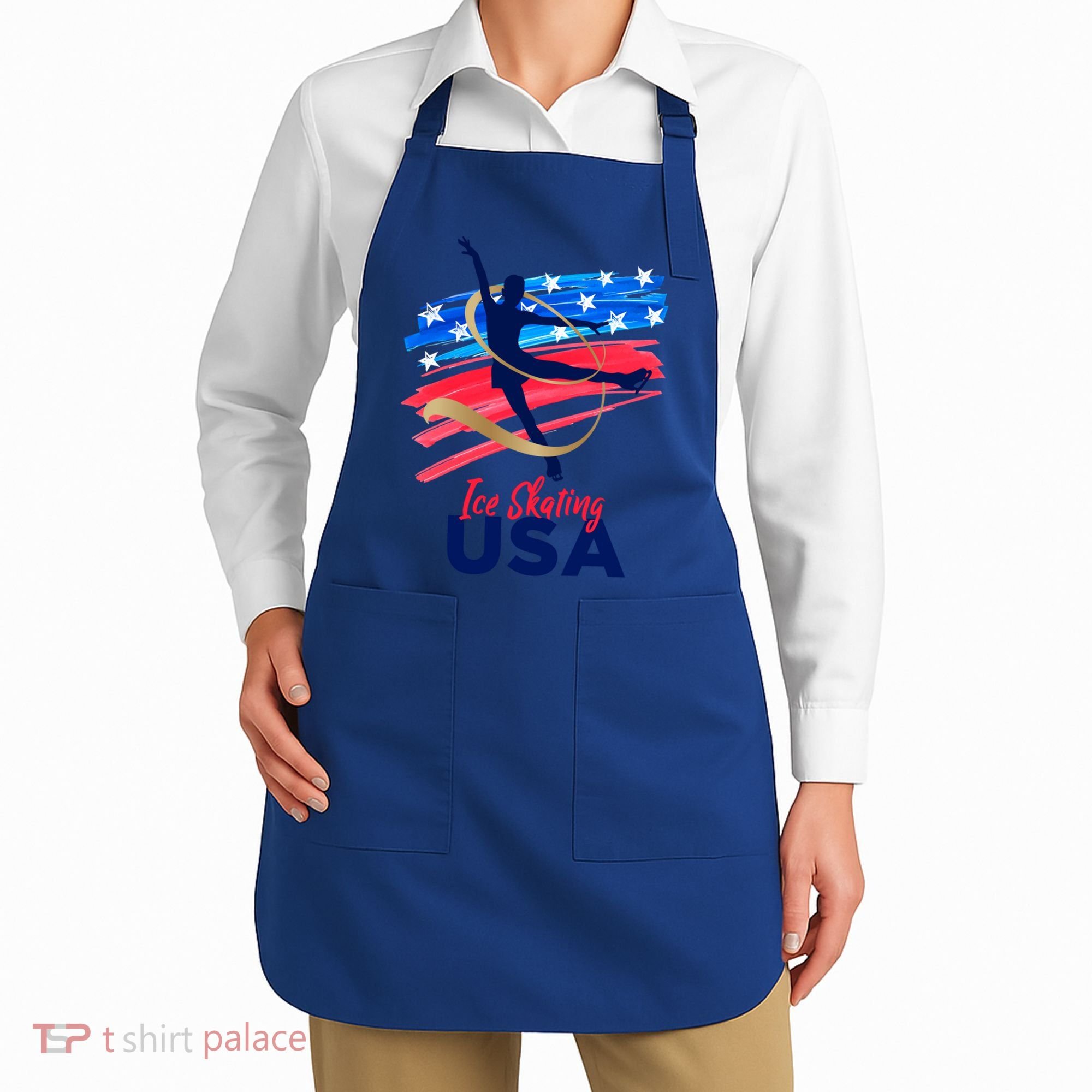 Ice Skating Dance Gift Support The Team Gift Funny Usa Flag Gift Apron