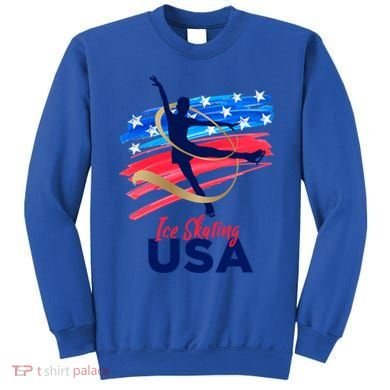 Ice Skating Dance Gift Support The Team Gift Funny Usa Flag Gift Sweatshirt