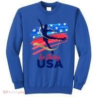Ice Skating Dance Gift Support The Team Gift Funny Usa Flag Gift Sweatshirt thumb 0