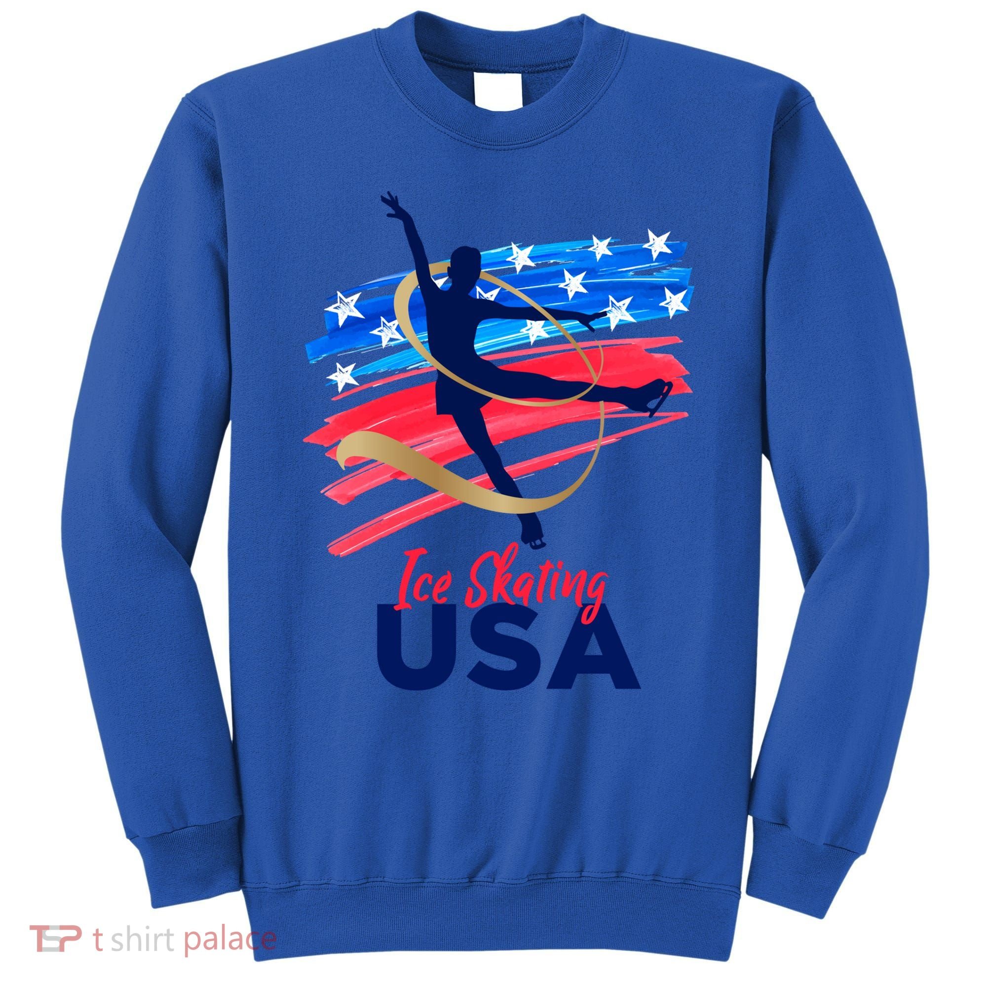 Ice Skating Dance Gift Support The Team Gift Funny Usa Flag Gift Sweatshirt
