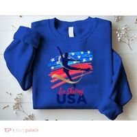 Ice Skating Dance Gift Support The Team Gift Funny Usa Flag Gift Sweatshirt thumb 2
