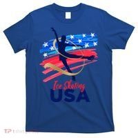 Ice Skating Dance Gift Support The Team Gift Funny Usa Flag Gift T-Shirt thumb 0