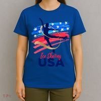 Ice Skating Dance Gift Support The Team Gift Funny Usa Flag Gift T-Shirt thumb 4