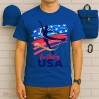 Ice Skating Dance Gift Support The Team Gift Funny Usa Flag Gift T-Shirt thumb 6