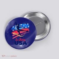 Ice Skating Dance Gift Support The Team Gift Funny Usa Flag Gift Button thumb 0
