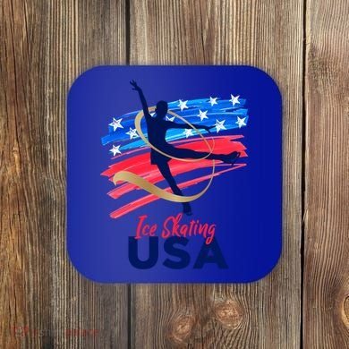 Ice Skating Dance Gift Support The Team Gift Funny Usa Flag Gift Coaster
