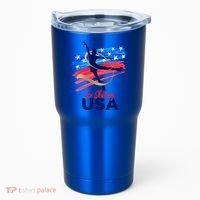 Ice Skating Dance Gift Support The Team Gift Funny Usa Flag Gift Tumbler thumb 0