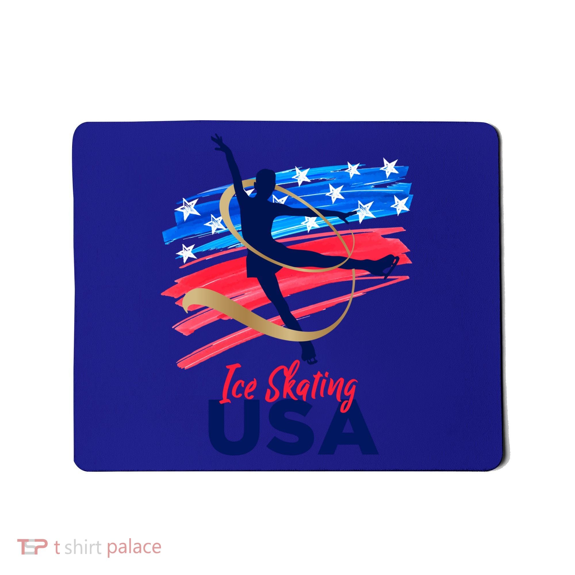 Ice Skating Dance Gift Support The Team Gift Funny Usa Flag Gift Mousepad