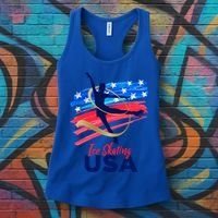 Ice Skating Dance Gift Support The Team Gift Funny Usa Flag Gift Women's Tank Top thumb 3