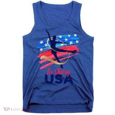 Ice Skating Dance Gift Support The Team Gift Funny Usa Flag Gift Tank Top