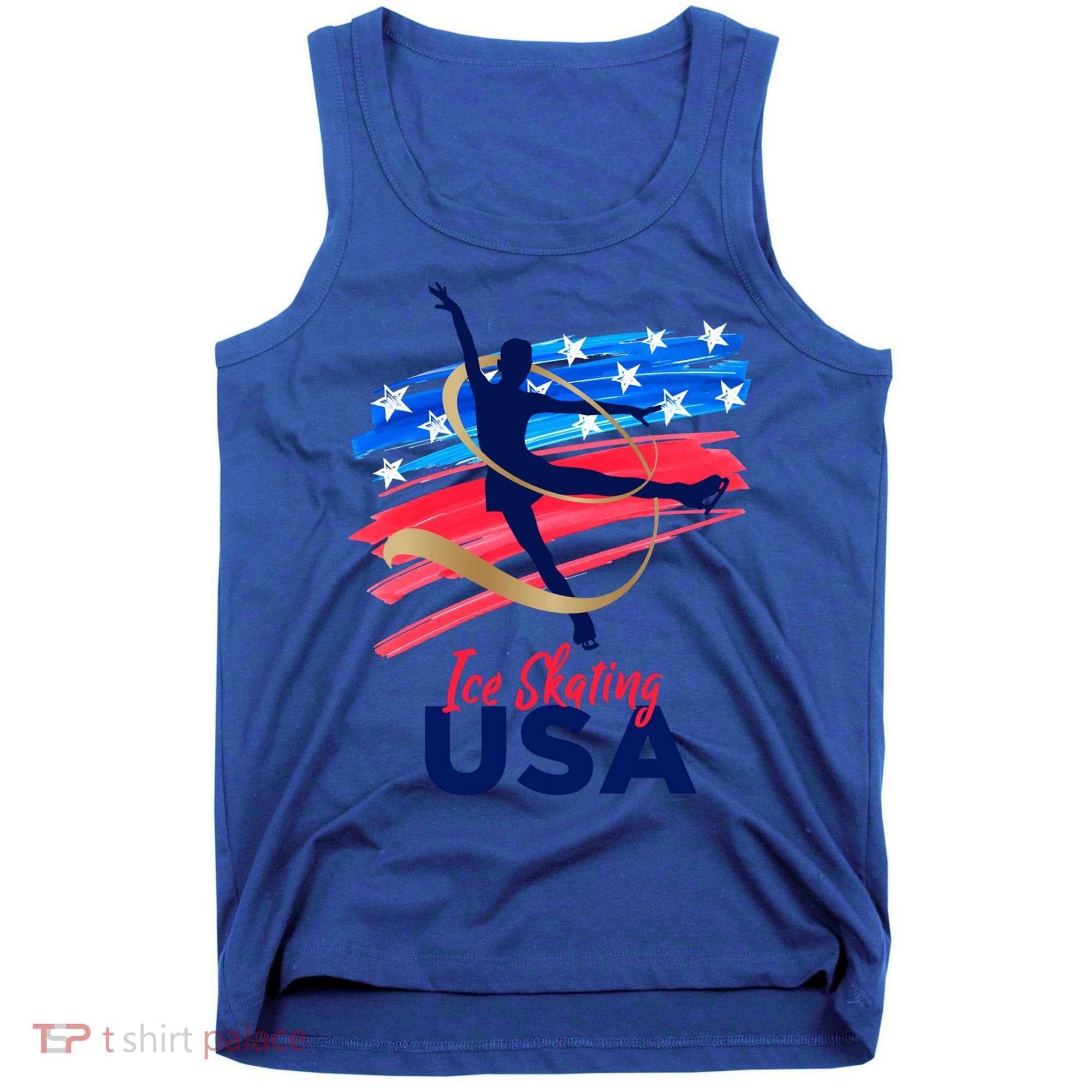 Ice Skating Dance Gift Support The Team Gift Funny Usa Flag Gift Tank Top