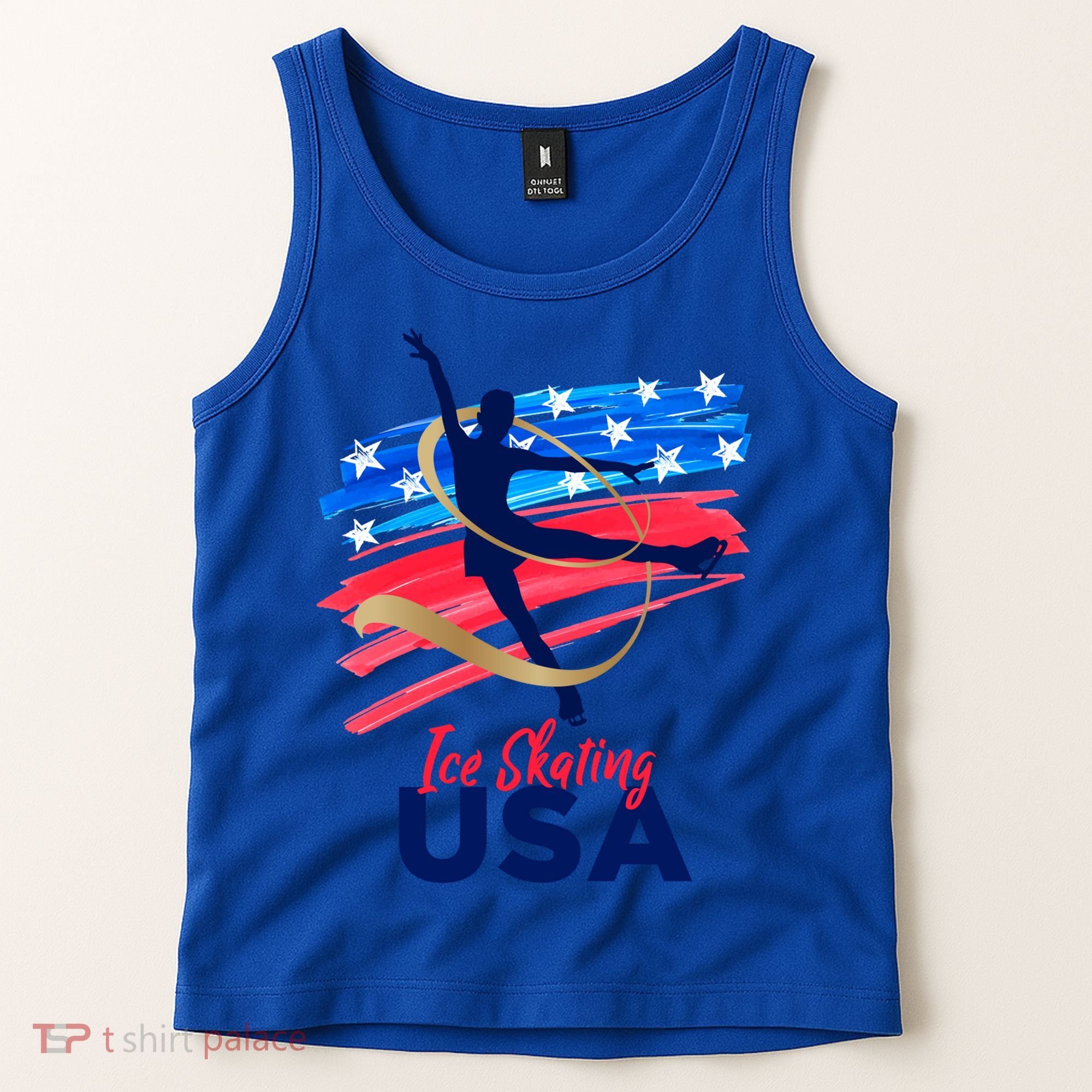 Ice Skating Dance Gift Support The Team Gift Funny Usa Flag Gift Tank Top