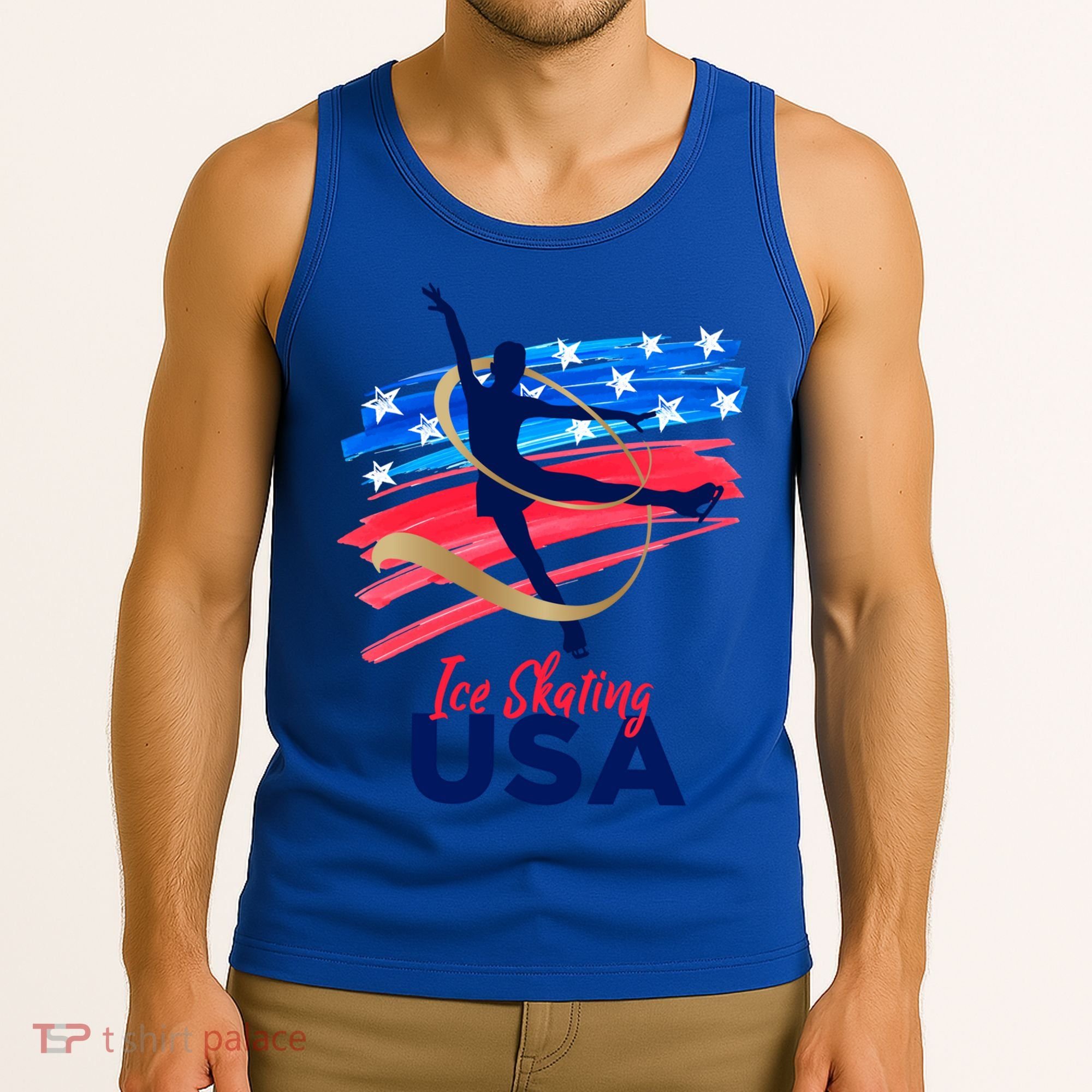 Ice Skating Dance Gift Support The Team Gift Funny Usa Flag Gift Tank Top
