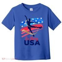 Ice Skating Dance Gift Support The Team Gift Funny Usa Flag Gift Toddler T-Shirt thumb 0