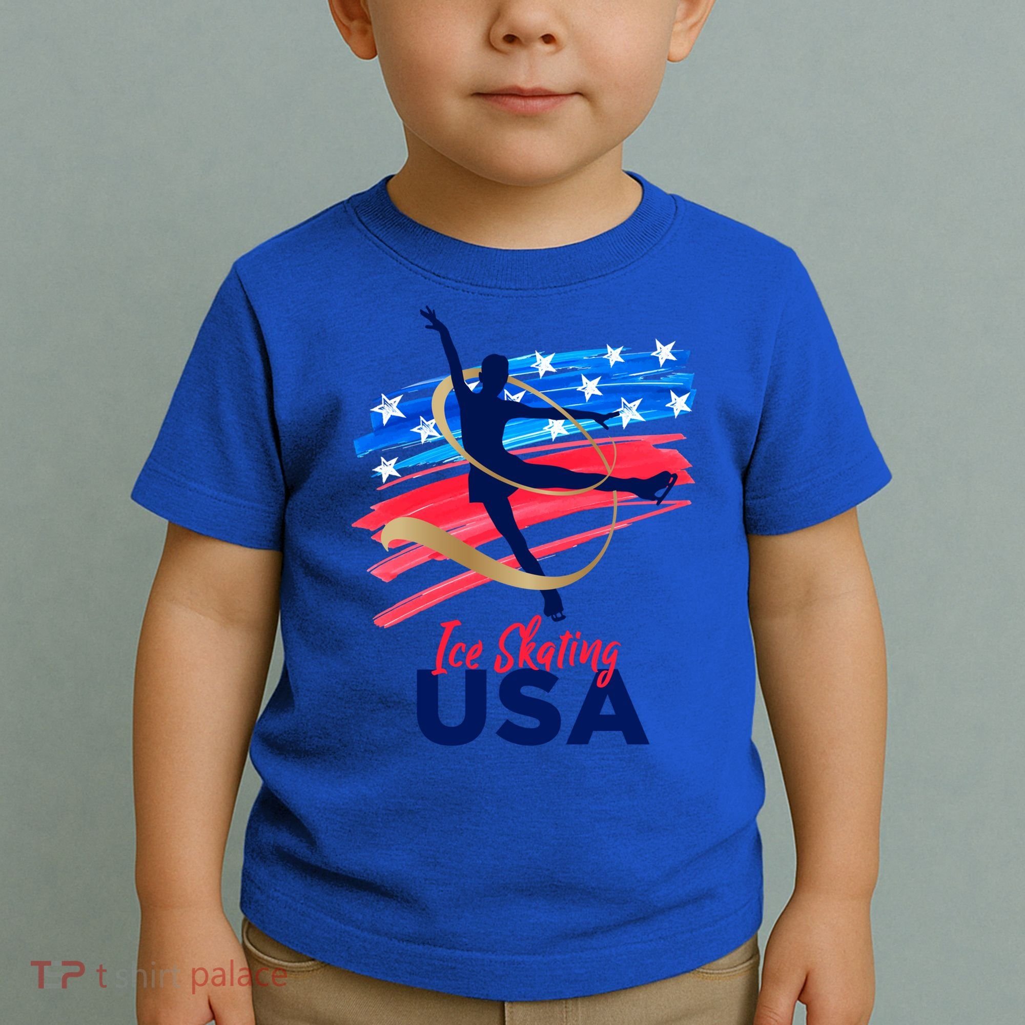 Ice Skating Dance Gift Support The Team Gift Funny Usa Flag Gift Toddler T-Shirt
