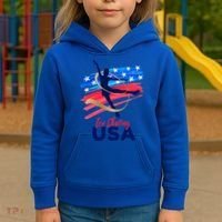Ice Skating Dance Gift Support The Team Gift Funny Usa Flag Gift Kids Hoodie thumb 3